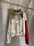 Plush Fur Hood Hoodie Zip up – Oversized Street Fit