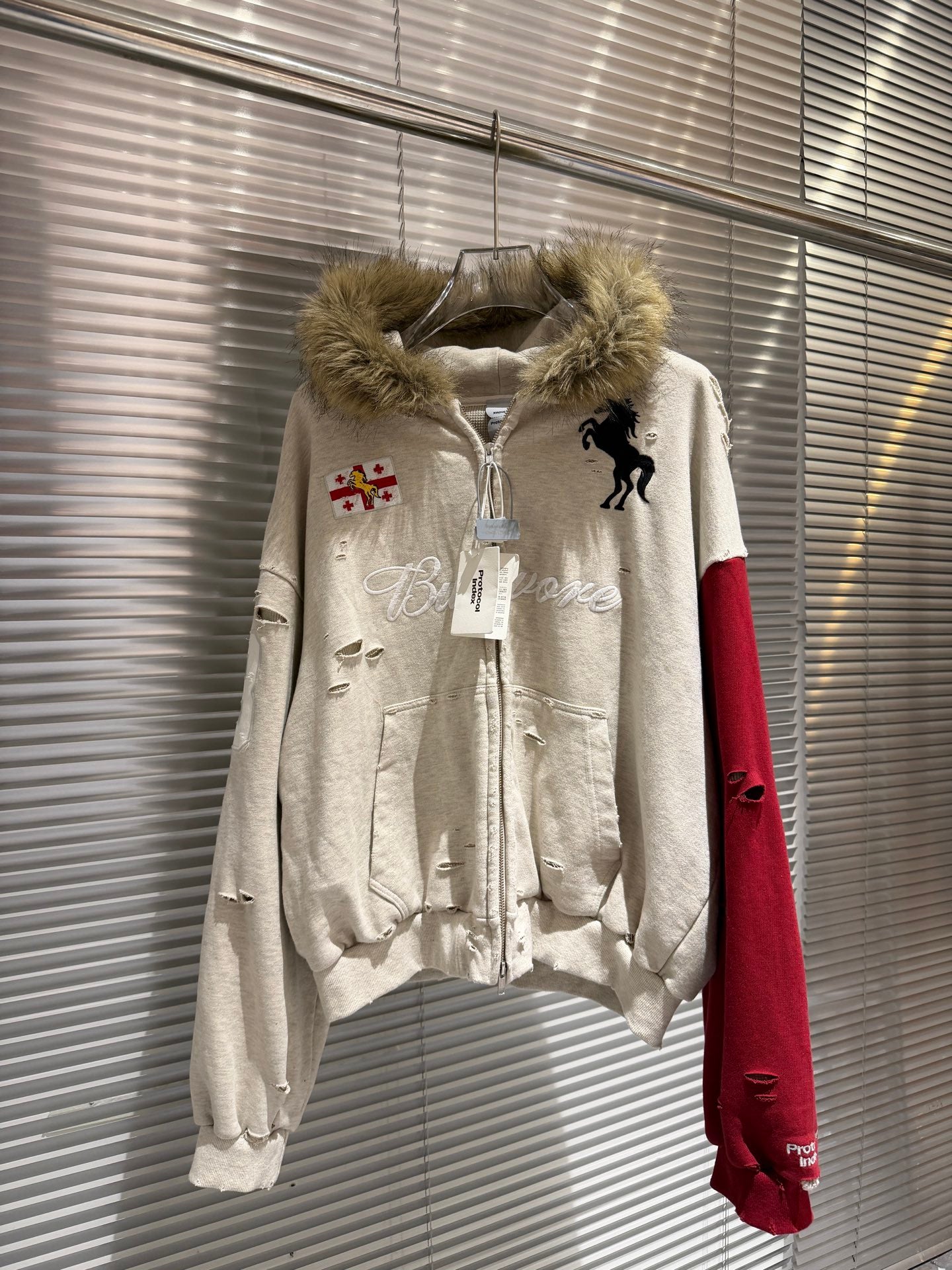 Plush Fur Hood Hoodie Zip up – Oversized Street Fit