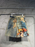 Graphic Structured Indigo Denim Shorts – Structured Wide Fit