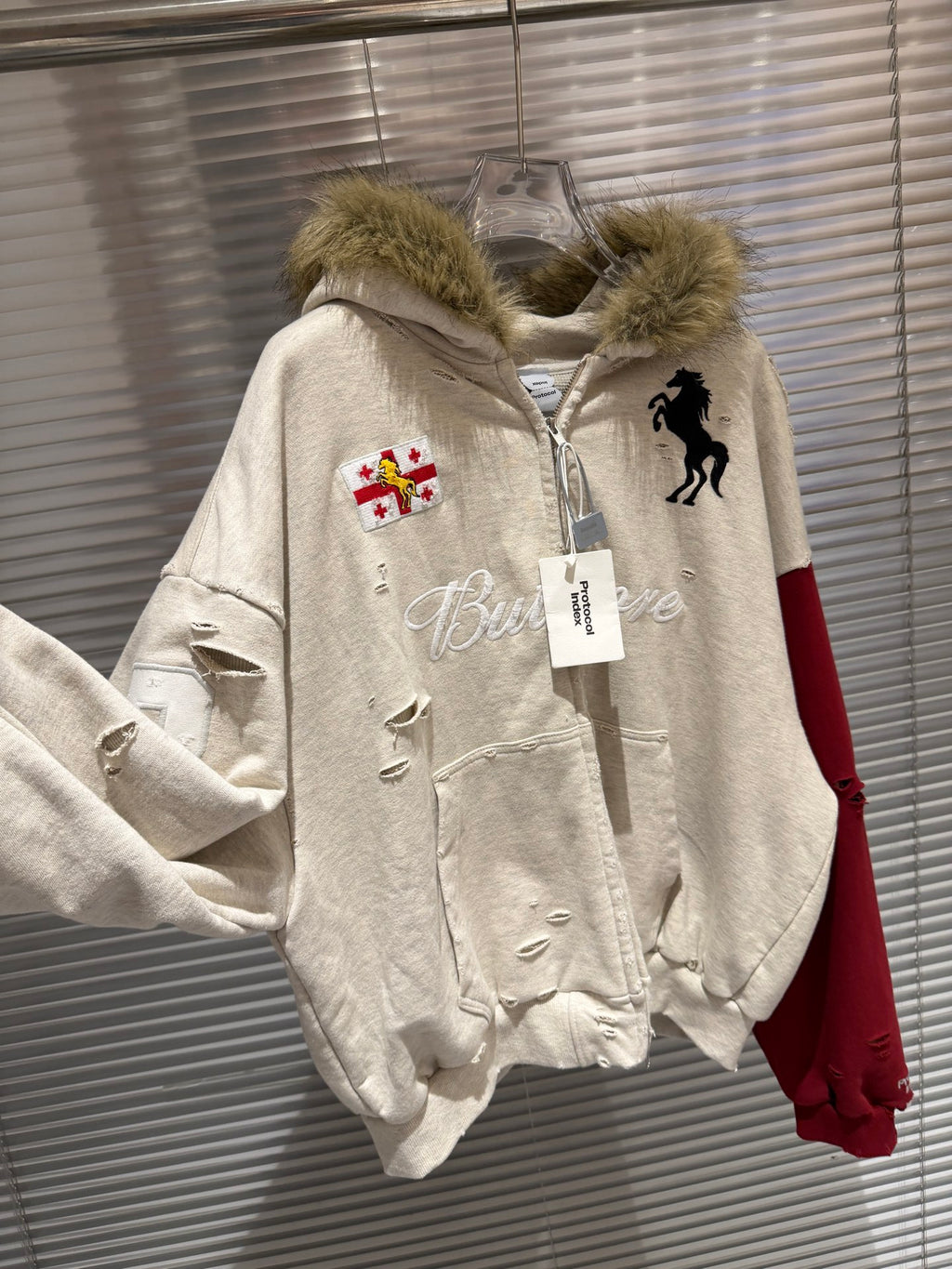 Plush Fur Hood Hoodie Zip up – Oversized Street Fit