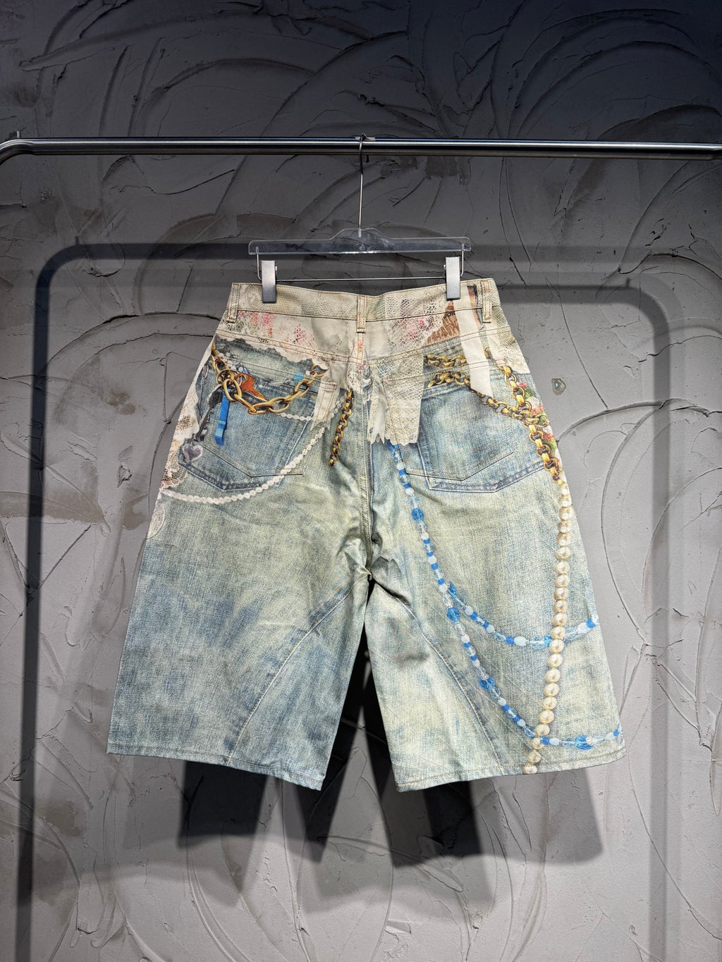 Structured Wide-Leg Denim Shorts – Washed Blue